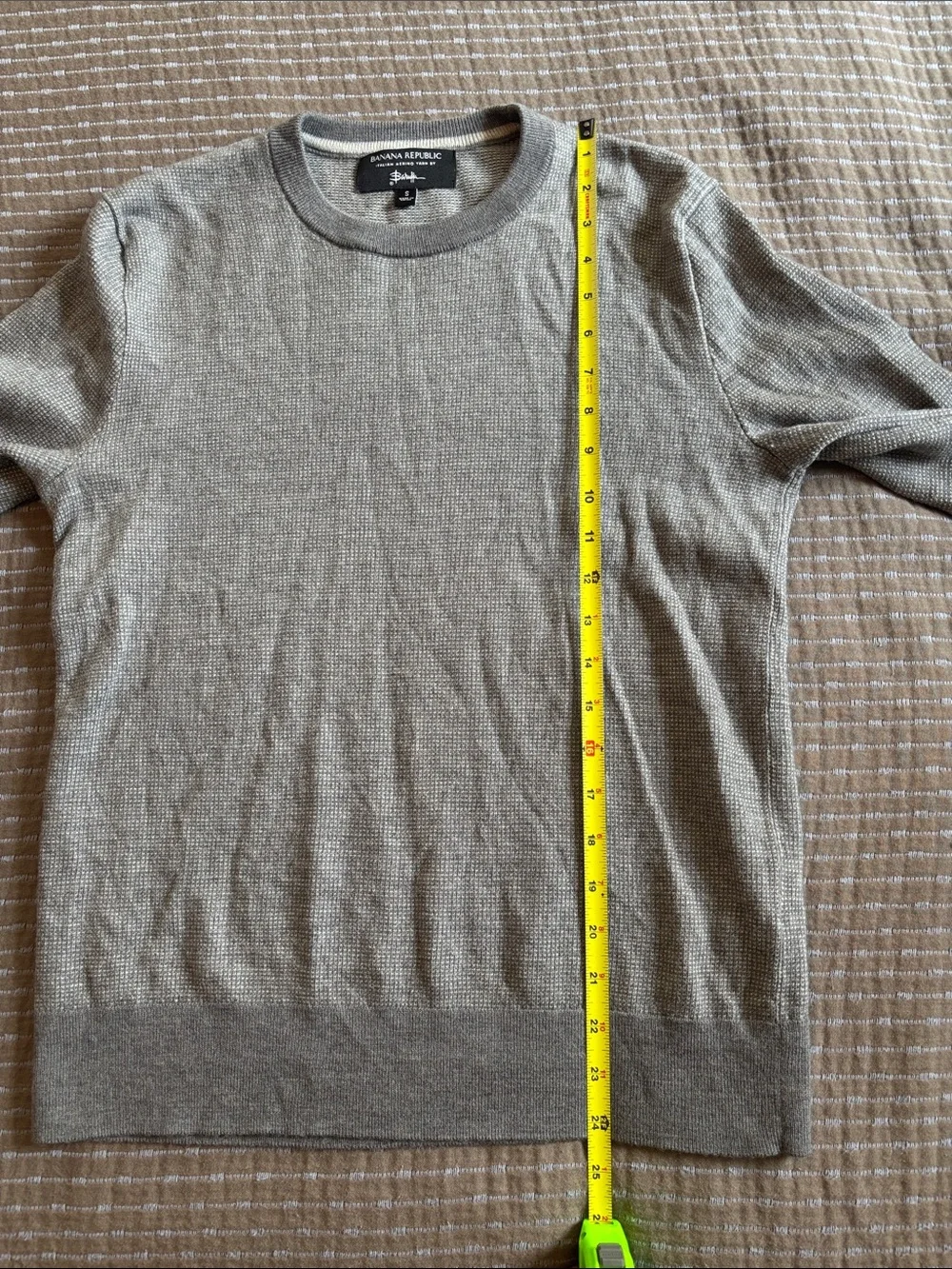 Banana Republic Mens Small Merino Birdseye Sweater Grey Italian Yarn Baruffa